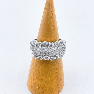 925 Crystal Cluster Band Ring Size 8